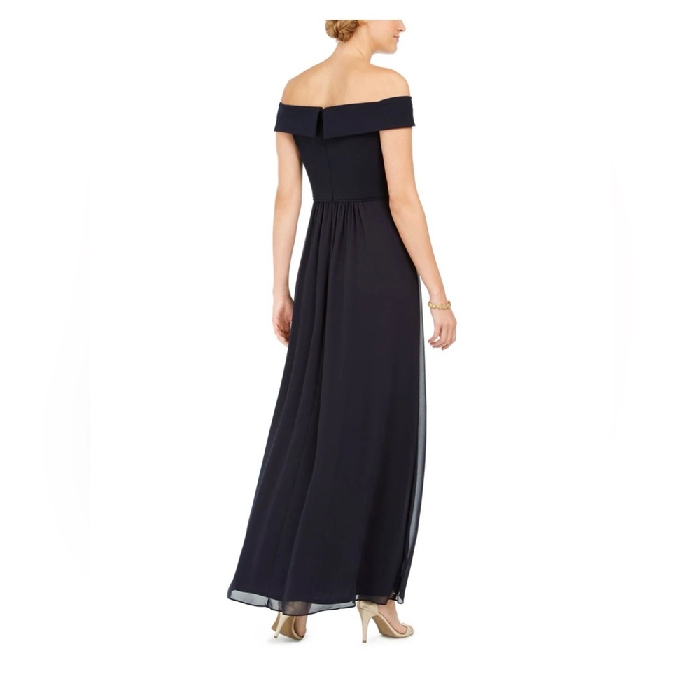 ADRIANNA PAPELL Womens Short Sleeve Off Shoulder Maxi Evening Fit + Flare Dress
